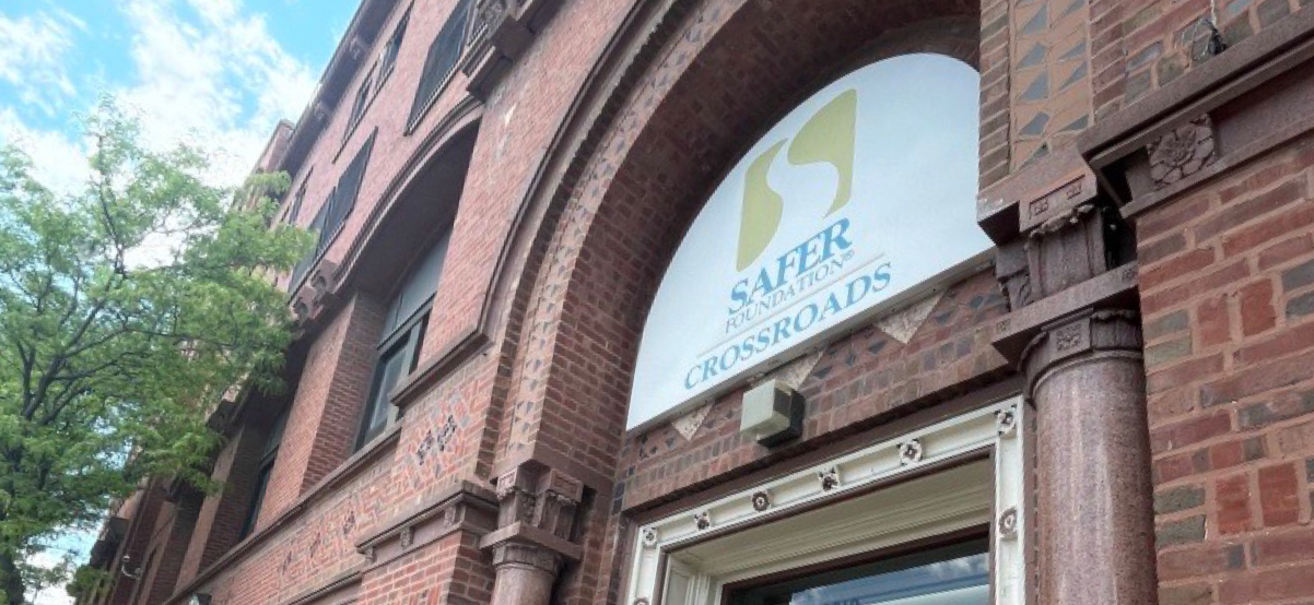 An exterior photo of the Crossroads Adult Transition Center entrance, located at 3210 W. Arthington St. in Chicago, IL.